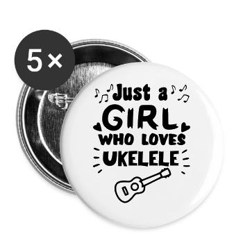 Just a girl who really likes to play ukulele * - Buttons large 2.2''/56 mm (5-pack) - white - Front