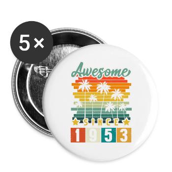 1953 Anniversaire Naissance Année de naissance millésime - Lot de 5 grands badges (56 mm) - blanc - Devant