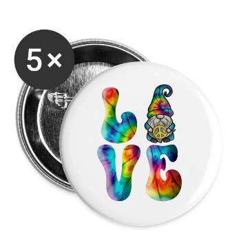 Gnome Love Peace Tie Dye - Buttons groß 56 mm (5er Pack) - Weiß - Vorne