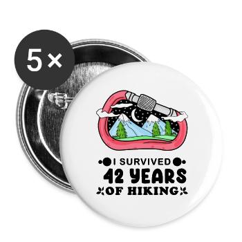 Berg Wanderer 42. Geburtstag 42 Jahre alt Geschenk - Buttons groß 56 mm (5er Pack) - Weiß - Vorne