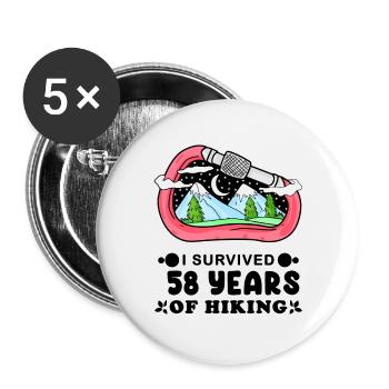 Berg Wanderer 58. Geburtstag 58 Jahre alt Geschenk - Buttons groß 56 mm (5er Pack) - Weiß - Vorne