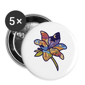 Blume - Buttons groß 56 mm (5er Pack) - Weiß - Vorne