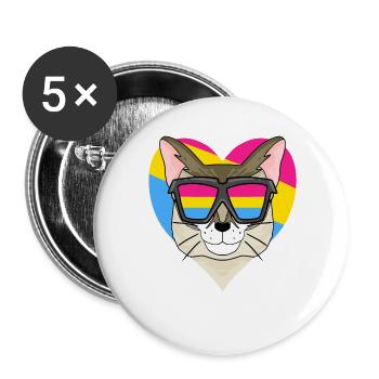 Pansexuell Katze Singapura Herz Geschenk - Buttons groß 56 mm (5er Pack) - Weiß - Vorne