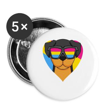 Pansexuell Hund Rottweiler Herz Geschenk - Buttons groß 56 mm (5er Pack) - Weiß - Vorne