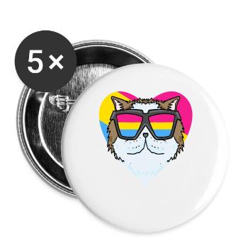 Pansexual Cat Persian Cat Heart Gift - Buttons large 2.2''/56 mm (5-pack) - white - Front