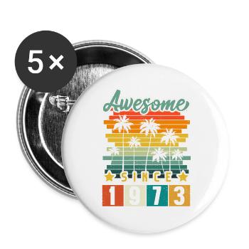 1973 Geboren Geburtstag Geburtsjahr Vintage - Buttons groß 56 mm (5er Pack) - Weiß - Vorne