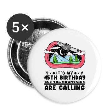 45. Geburtstag Berge 45 Jahre alt Berg Wandern - Buttons groß 56 mm (5er Pack) - Weiß - Vorne