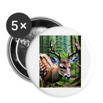Cooles Comic-Porträt eines wilden Damhirsches majestätisch - Buttons groß 56 mm (5er Pack) - Weiß - Vorne
