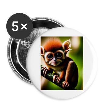 cooler lustiger süßer Koboldmaki (Tarsiidae) Waldcomic - Buttons groß 56 mm (5er Pack) - Weiß - Vorne