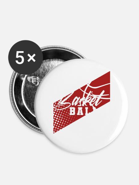 Basketball Basketballer - Buttons groß 56 mm (5er Pack) - Weiß