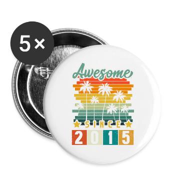 2015 Geboren Geburtstag Geburtsjahr Vintage - Buttons groß 56 mm (5er Pack) - Weiß - Vorne