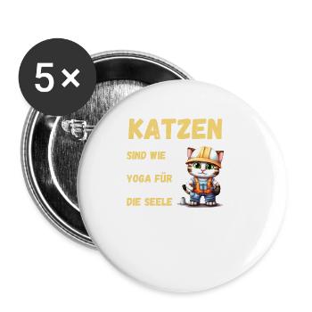 Katzen sind wie Yoga für die Seele - Buttons groß 56 mm (5er Pack) - Weiß - Vorne