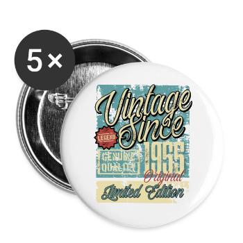 1955 Anniversaire vintage rétro légende - Lot de 5 grands badges (56 mm) - blanc - Devant