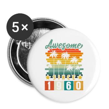 1960 Born Birthday Year of birth vintage - Buttons large 2.2''/56 mm (5-pack) - white - Front