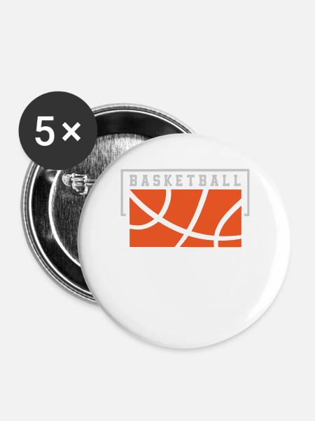 Basketball Basketballer - Buttons groß 56 mm (5er Pack) - Weiß