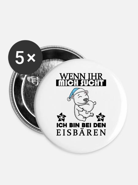 Eisbär Polarbär Bär - Buttons groß 56 mm (5er Pack) - Weiß