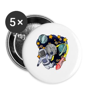 Astronaut in space - Buttons large 2.2''/56 mm (5-pack) - white - Front