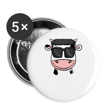 Vache avec des lunettes de soleil - Lot de 5 grands badges (56 mm) - blanc - Devant