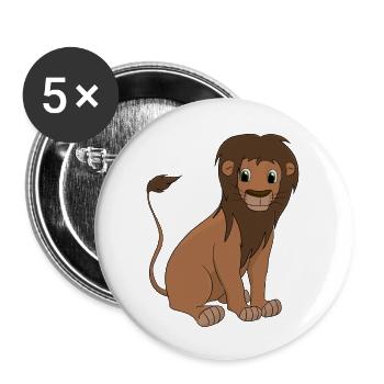 Leo der Löwe - Buttons groß 56 mm (5er Pack) - Weiß - Vorne