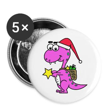 Dino Noël - Lot de 5 grands badges (56 mm) - blanc - Devant