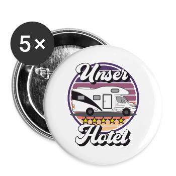 Campingplatzimpressionen: Wohnmobil Design - Buttons groß 56 mm (5er Pack) - Weiß - Vorne