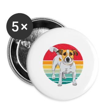 Jack Russel Terrier - Lot de 5 grands badges (56 mm) - blanc - Devant