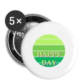 HAPPY DAY 1 - Buttons groß 56 mm (5er Pack) - Weiß - Vorne