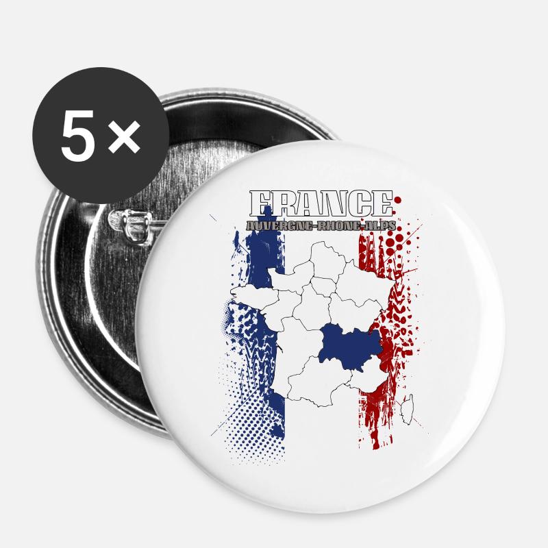 Auvergne Rhône Alps - Buttons large 2.2''/56 mm (5-pack) - white