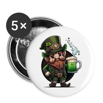 T-shirt St Patrick mignon pour adulte, enfants et bébés - Lot de 5 grands badges (56 mm) - blanc - Devant