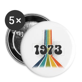 1973 Anniversaire de naissance Groovy Vintage Retro - Lot de 5 grands badges (56 mm) - blanc - Devant