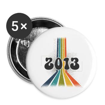 2013 Vintage Anniversaire Groovy Vintage Rétro - Lot de 5 grands badges (56 mm) - blanc - Devant