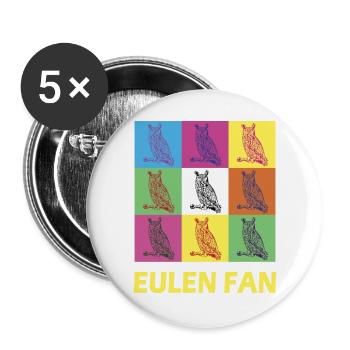 Eulen Fan Design - Buttons groß 56 mm (5er Pack) - Weiß - Vorne