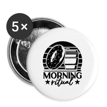 Morning Ritual Breakfast Coffee & Donuts Lover - Buttons groß 56 mm (5er Pack) - Weiß - Vorne