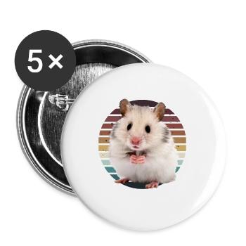 Hamster - Buttons groß 56 mm (5er Pack) - Weiß - Vorne