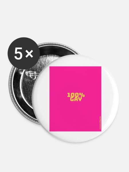 100 % Gay - Buttons groß 56 mm (5er Pack) - Weiß