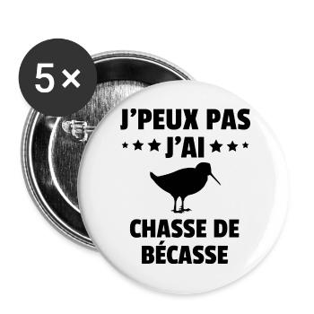 j'peux pas j'ai chasse de bécasse - Lot de 5 grands badges (56 mm) - blanc - Devant