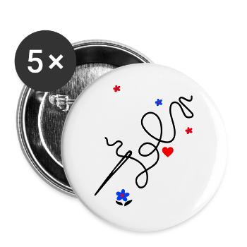 Sewing by hand brings love and joy - Buttons large 2.2''/56 mm (5-pack) - white - Front