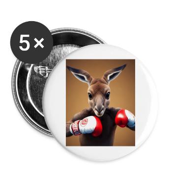 Boxen Känguru Comic Zeichnung Tier Australien - Buttons groß 56 mm (5er Pack) - Weiß - Vorne