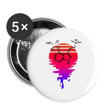 Molécule de psilocybine avec Retro Sunset - Lot de 5 grands badges (56 mm) - blanc - Devant