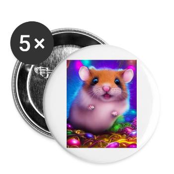 Cool Comic Portrait of a Hamster - Buttons large 2.2''/56 mm (5-pack) - white - Front