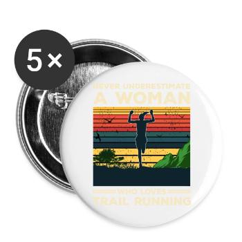 Trail Runner Running Jogging Jogger I Gift - Buttons large 2.2''/56 mm (5-pack) - white - Front