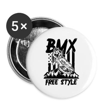 BMX Free Style Bicycle Racing Cycling BMX Rider - Buttons large 2.2''/56 mm (5-pack) - white - Front