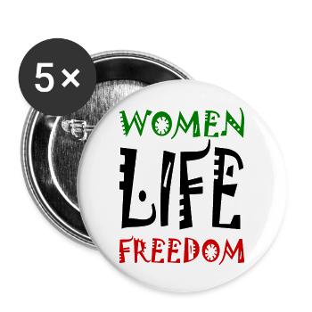 Women life freedom - Buttons large 2.2''/56 mm (5-pack) - white - Front