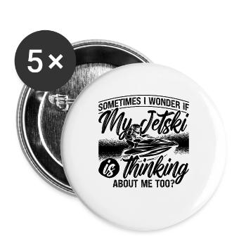 Parfois, je me demande Jet Ski Motomarine Jet Skier - Lot de 5 grands badges (56 mm) - blanc - Devant
