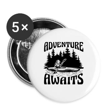 Adventure Awaits Kayaking Paddle Boat Kayak Lover - Buttons large 2.2''/56 mm (5-pack) - white - Front