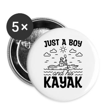 Just A Boy And His Kayaking Canoeing Kayak Lover - Buttons large 2.2''/56 mm (5-pack) - white - Front