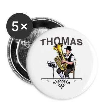 Joueur de tuba musique folklorique THOMAS - Lot de 5 grands badges (56 mm) - blanc - Devant