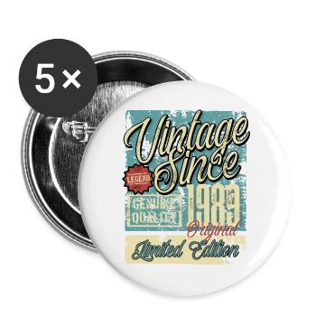 1989 Anniversaire vintage vintage rétro legend - Lot de 5 grands badges (56 mm) - blanc - Devant