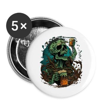 Beer Zombie Creepy - Buttons large 2.2''/56 mm (5-pack) - white - Front