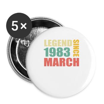 40e anniversaire Mars Né en 1983 Idée cadeau - Lot de 5 grands badges (56 mm) - blanc - Devant